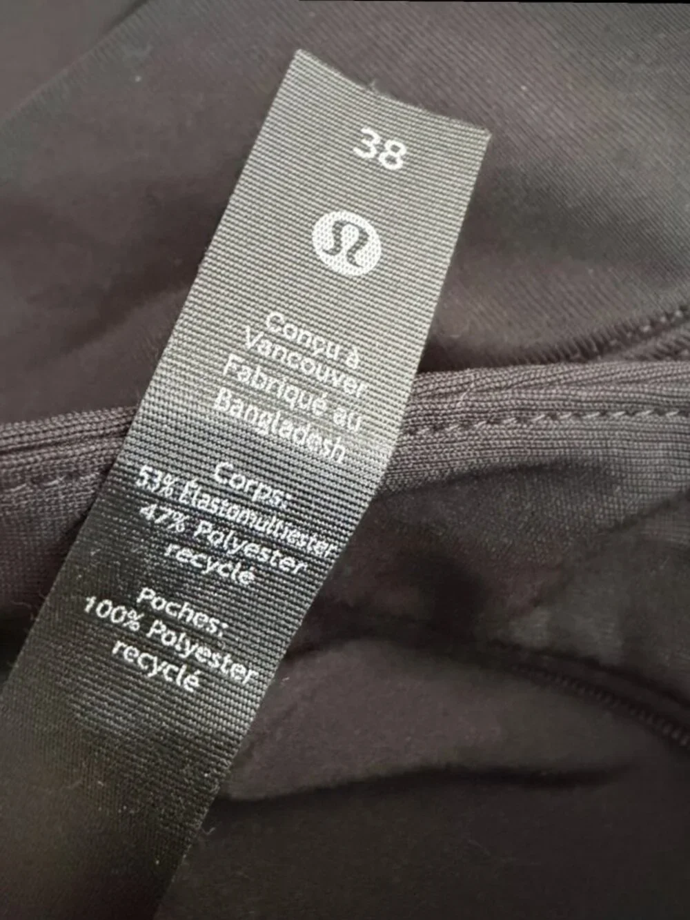 Lululemon ABC Commission Pants Black Mens 38 Short Stretch Golf Travel Casual